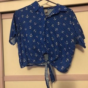 American apparel crop tie front top